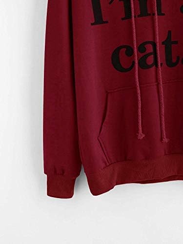 Women Girl Hoodies Cute Cat Ear Novelty Printed Pullover Sweatshirt