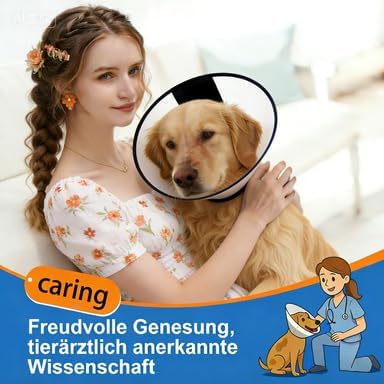 Soft Dog Cone Collar for Dogs to Stop Licking,Breathable Pet Recovery Collar with Enhanced Support Design, Adjustable Dog Cone Collar for Large & Medium Dogs (Black, M(Depth:7.4 Neck:11.41-13.78“))