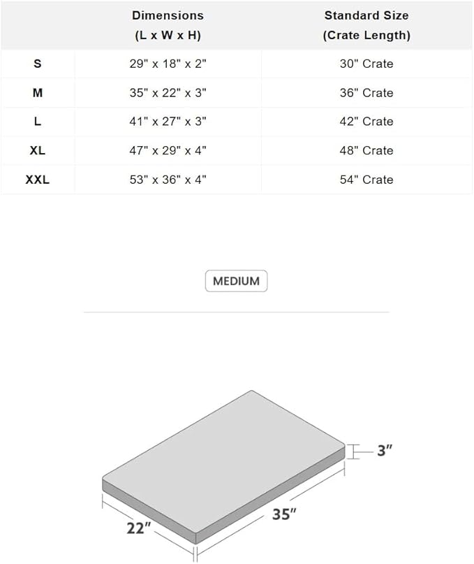 K9 Ballistics Tough Ripstop Orthopedic Dog Crate Bed - Durable Pad with Washable Cover, for Wire Crates, Tie-Downs Included, Size: Medium 35"x22", Sandstone