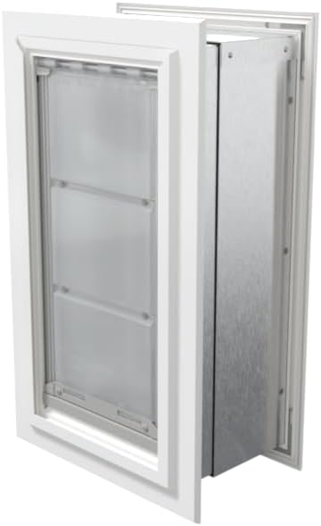 Endura Flap Pet Door for Walls in White | Energy-Efficient Double Flap Design for Wall Installations | All-Weather Protection with All-Metal Telescoping Tunnel | White, Medium, Double Flap