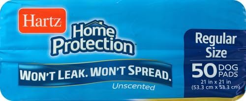 Hartz Home Protection Unscented USA Made Dog Pads, 50 Count, Super Absorbent & Won't Leak, Odor Eliminating (Pack of 3)