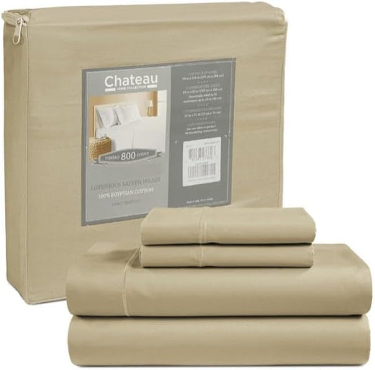 Bed Sheets King Size Sheets Set, 800 Thread Count King Size Bedding Sheets & Pillowcases, Soft & Comfy Thick Cotton 15" Deep Pocket Breathable Bed Sheet, No Pill & Shrink, Machine Washable- Linen