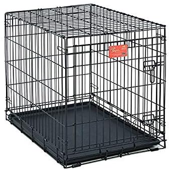 MidWest Homes for Pets Medium LifeStages Single Door 30-Inch Folding Dog Crate, Enhanced Security, Includes Leak-Proof Pan, Divider Panel, Handle, Rubber Feet