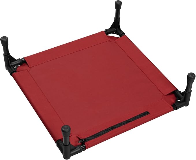 Love&go Elevated Dog Bed with Metal Frame, Cooling Raised Pet Cot for Dog and Cat (S - Red Bed, Small-18.5x18.5x5.5 inch)