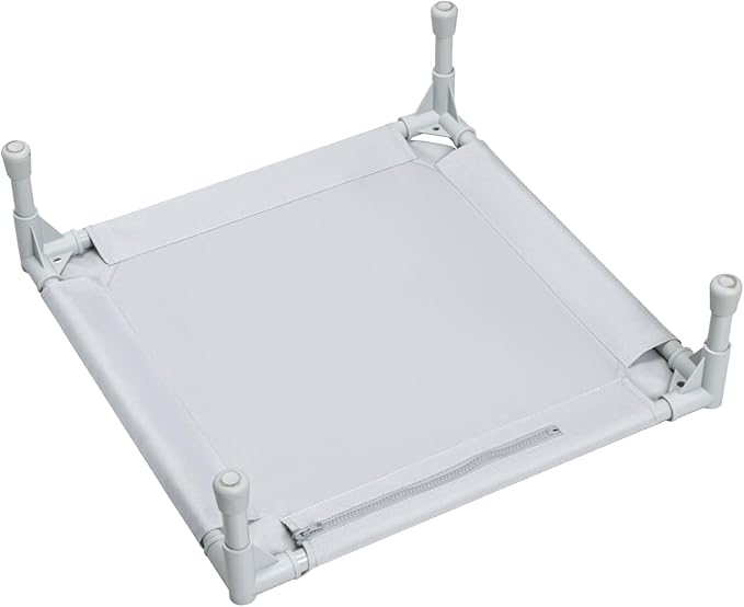 Love&go Elevated Dog Bed with Metal Frame, Cooling Raised Pet Cot for Dog and Cat (Small-18.5x18.5x5.5 inch, S - Grey Bed)
