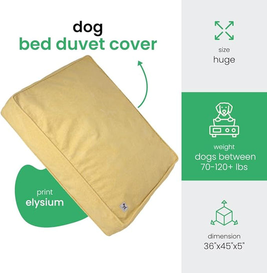 Molly Mutt Elysium Dog Bed Duvet Cover, GOTS-Certified 100% Cotton Canvas Cover for Dog, Puppy, or Cat Bed, Durable, Washable, and Free of Harmful Chemicals, Huge, 36"x45"x5", Yellow