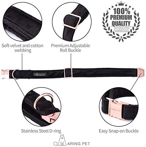 ARING PET Dog Collar and Leash, Velvet Dog Collar and Leash Set, Soft & Comfy, Adjustable Collars for Dogs