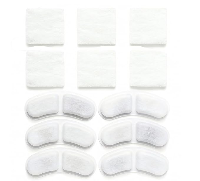 Cat Water Fountain Filter Replacement, 6 Pcs Bagged Pet Fountain Filter with 6 Pcs Sponges Foam for 108oz/3.2L Stainless Steel Automatic Cat Water Dispenser for Drinking