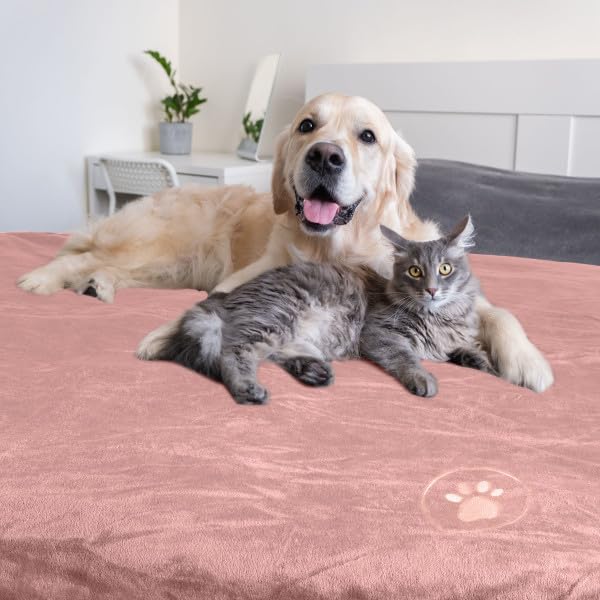 PETMAKER Waterproof Pet Blanket - 30x40-Inch Reversible Sherpa Fleece Throw Protects Couches, Cars, and Beds from Spills, Stains, and Fur (Pink)