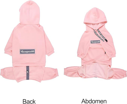Dog Hoodies Winter Coat for Large Medium Dogs, Pullover 9 Legs Warm Coat Hooded Sweatshirt, Fleece Hoodie for Cold Weather (Pink, 7X-Large)
