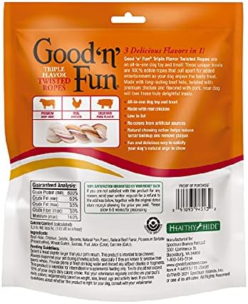 Good 'n' Fun Triple Flavor Twisted Ropes, 6 Count (Pack of 12)