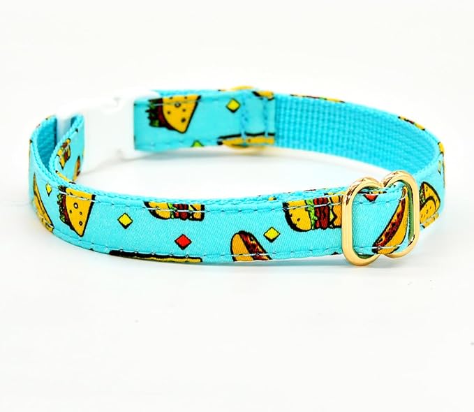 Taco Cat Collar Bow Tie, Breakaway Safety Collar, Wedding/Birthday Cat Accessories, Adjustable Bowtie, Removable Jingle Bell