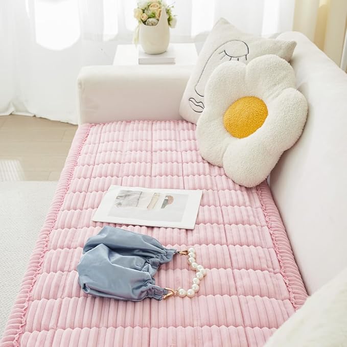 Couch Cover for Dogs Washable, Fuzzy Pet Couch Covers for 3 Cushion Sofa Pet Friendly, Non Slip Sofa Cover (Pink, 27.6" x 59"/70 x 150cm)