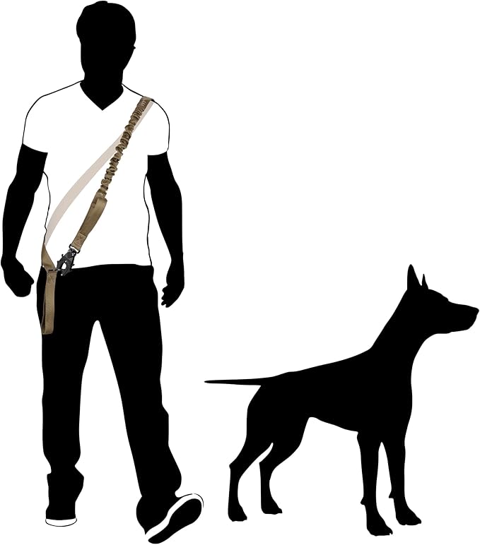 ICEFANG Tactical Dog Leash,K9 Training Walking Bungee Lead with 2 Control Handle,Heavy Duty Quick Release Metal Clasp,Hands Free D-Ring for Medium Large Dogs (6ft,Reflective Brown)