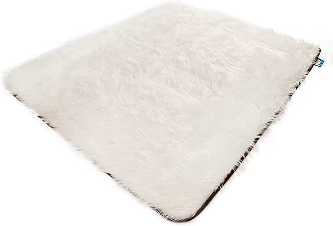 PAW BRANDS PupProtector Waterproof Throw Blanket for Dogs and Cats, Pet Blanket Cover for Couches, Sofas, Beds, Car Seats, Furniture, Calming Soft Faux Fur, Polar White, Original (60" L x 50" W)