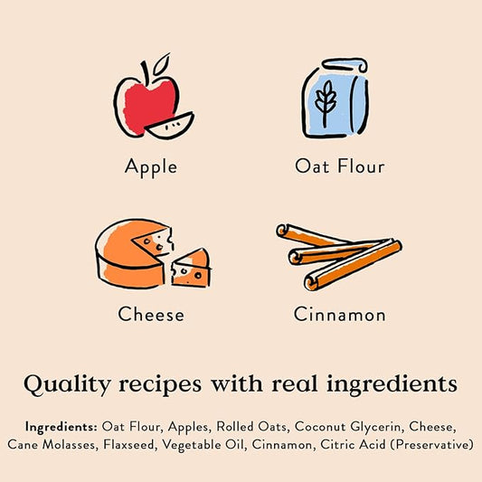 Bocce's Bakery Apple Juice Box Treats for Dogs, Wheat-Free Everyday Dog Treats, Made with Real Ingredients, Baked in The USA, All-Natural Soft & Chewy Cookies, 6 oz