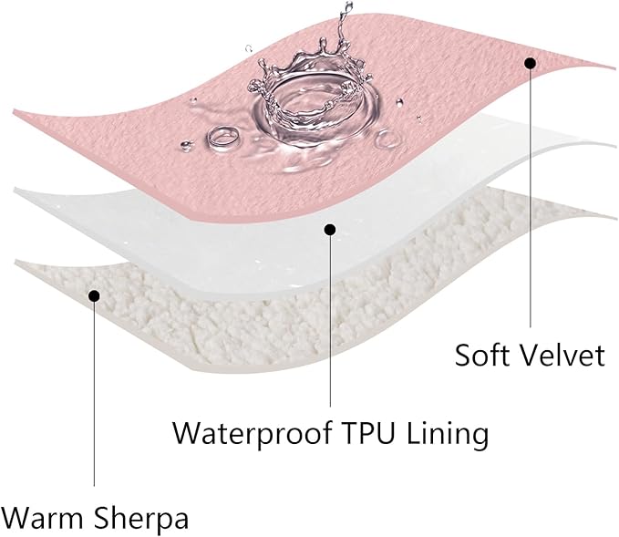 Waterproof Dog Blankets for Large Dogs, Washable Pet Blanket for Indoor Cats, Plush Sherpa Puppy Throw Furniture Protector for Bed Couch Sofa(40"x50",L,Pink)