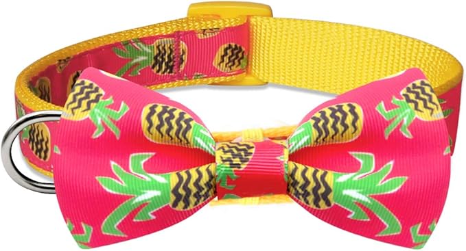 azuza Bowtie Dog Collar, Soft & Comfy Dog Collar with Bow, Fun Patterns & Bright Color for Large Dogs