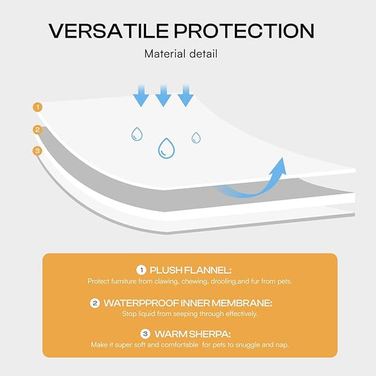 Luciphia Waterproof Pet Blankets for Couch Sofa Bed Cover Cat Liquid Pee Proof Washable Soft Fluffy Large Dog Blanket Reversible Furniture Protection Puppy Grey Paw Thicken Small(40" x 28")