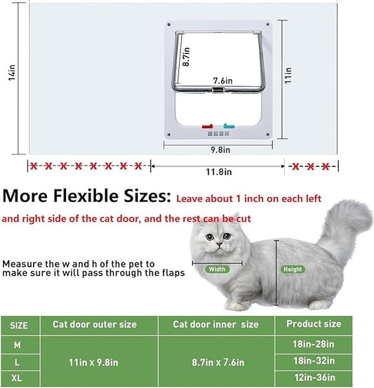 Cat Door for Window, Safety Cat Window with 4 Locking Modes, Fits 18"-32" Window, Pet Friendly Window Cat Door Insert, Ease of Installation, Magnetic Closure, Weatherproof Design, Frosted Plexiglass