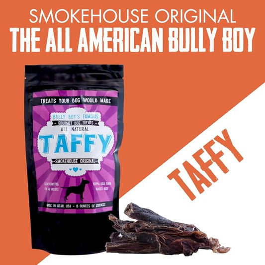 Bully Boy's Famous Beef Taffy | Free from Wheat, Corn, Soy, or Gluten | Safe, Healthy, and High Protein | with Slow Roasted & Smoked Beef Weasand | Made in Utah | 6 oz - 1 Pack