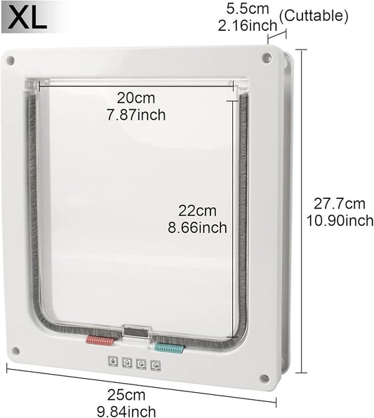 Cat Flap Door 4 Way Locking Weatherproof Pet Doors for Interior Exterior Sliding Door Doggie Door Insert