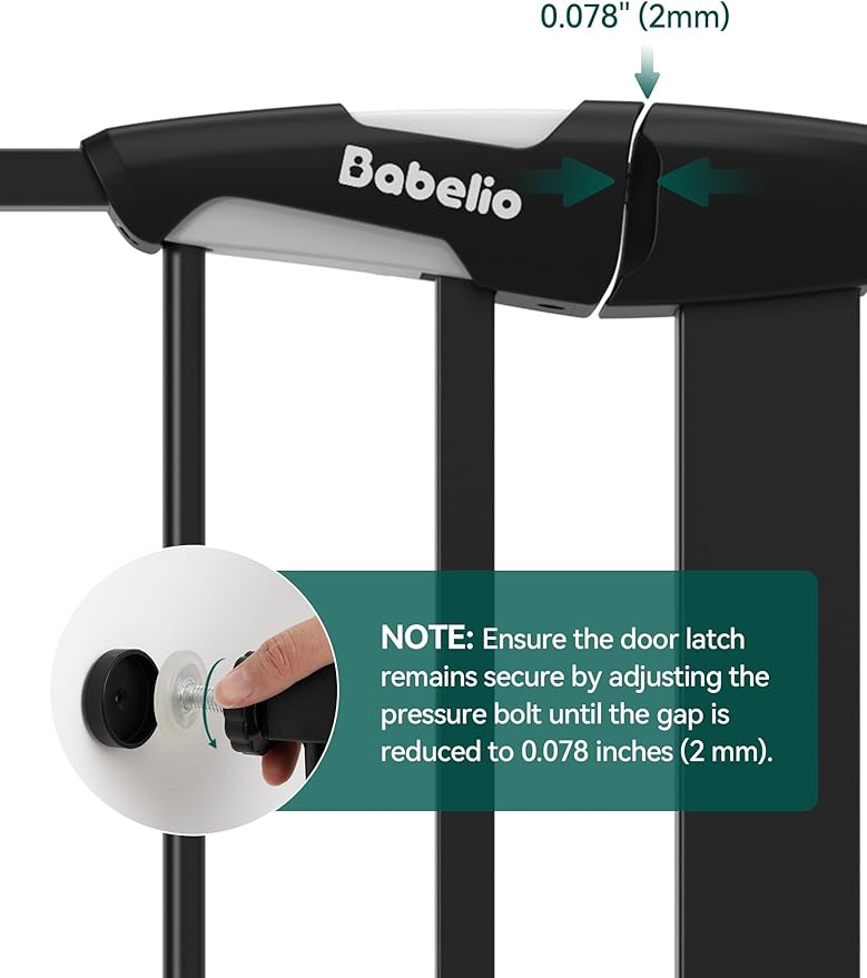 Babelio Upgraded Baby Gate with Cat Door, Auto Close Durable Dog Gate for Stairs, Doorways and House, Easy Walk Thru Safety Gate with Pet Door Includes 4 Wall Cups, 29-48" Wide, 30" Tall, Black