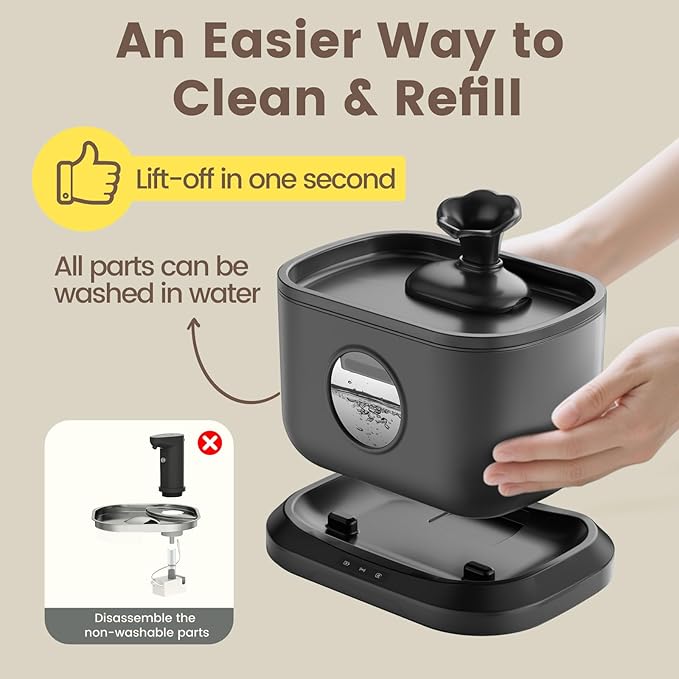 Cat Fountain, 4 Packs Replacement Filters for 2.5L/84oz Cordless Water Fountains for Cats Indoor with Radar Sensing, Auto Shut Off Wireless Pump, 7-Layer Filtration Ultra Quiet Pet Dispenser