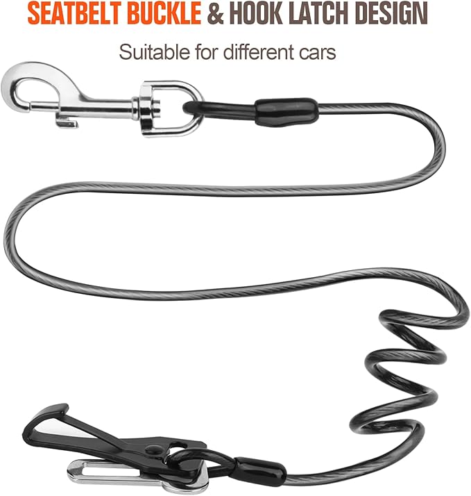 Dog Seat Belt for Car,2 Pcs Chew Proof Dog Car Seat Belt,Dog Seatbelt Harness with Elastic Bungee Buffer,Supports All Cars,Car Harness for Dogs Safety Seat Belt,Car Seatbelt for Large Dogs Chewer