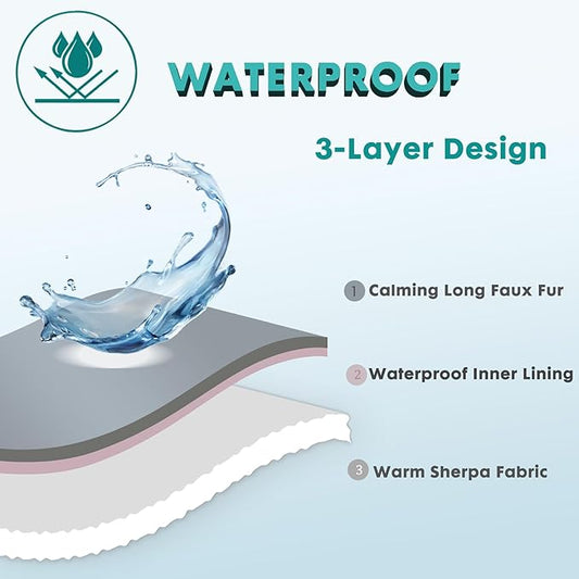 gogobunny Waterproof Dog Blanket for Large Dogs, Cats, Puppy, Reversible Faux Fur Pet Throw Blanket, Washable, Calming Furniture Protection for Sofa Bed (25x35 Inch (Pack of 1), Light Grey)
