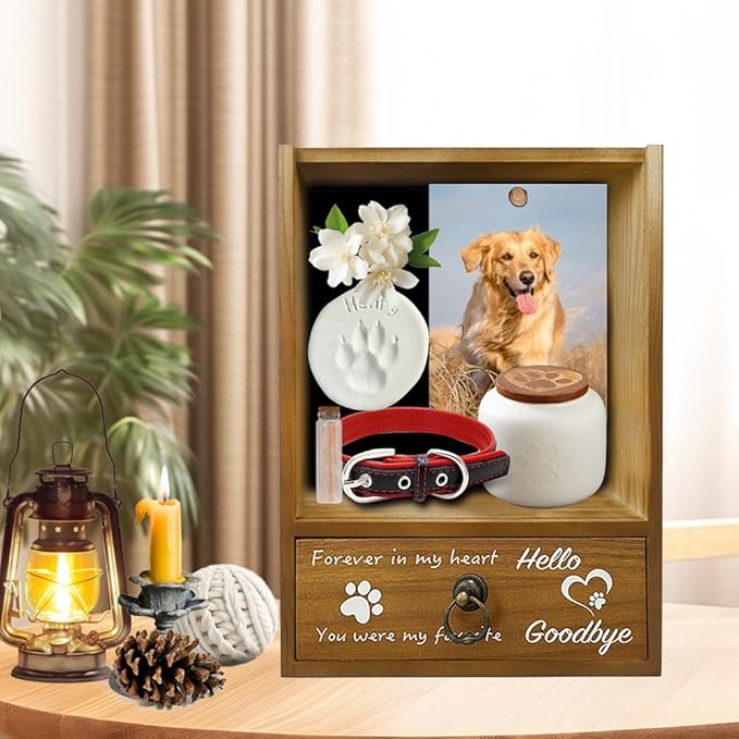 Pet Memorial Shadow Box 9.25x13 Memorial Gift Frame Pet Urn for Ashes Display Case for Dogs & Cats Remembrance Memory Keepsake