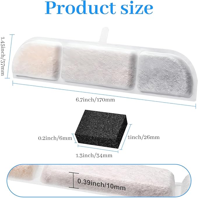 8 Packs Replacement Filters for Downy Paws Cat Water Fountain DPWFP6, Filtration Filters for DownyPaws 84oz/2.5L Fursink Wireless Pet Fountain