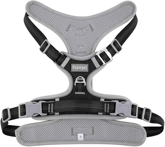 Adjustable Dog Harness - No Pull, Reflective, Soft Padded for Small, Medium, Large Dogs - Includes Leash and Collar Black L