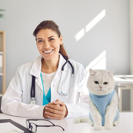Avont Cat Recovery Suit - Kitten Onesie for Cats After Surgery, Cone of Shame Alternative Surgical Spay Suit for Female Cat, Post-Surgery or Skin Diseases Protection -Blue(M)