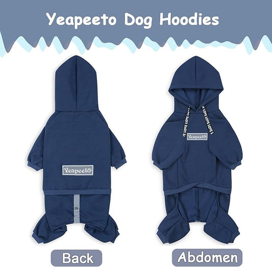 Dog Hoodies Winter Coat for Large Medium Dogs, Pullover 10 Legs Warm Coat Hooded Sweatshirt, Fleece Hoodie for Cold Weather (Dark Blue, 3X-Large)
