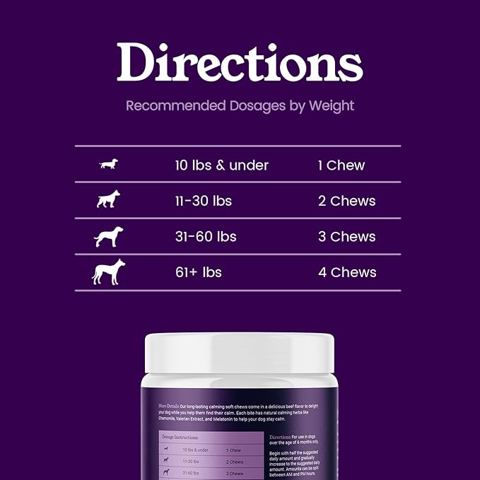 Calm Chews for Dogs with Chamomile, Valerian, Melatonin, Passionflower, Hemp Oil, and Magnesium – Supports Relaxation, Stress Relief, and Restful Sleep – 90 Soft Chews