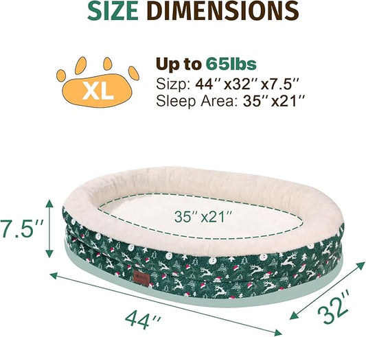 Orthopedic Washable Large Dog Bed: Memory Foam Waterproof Pet Bed with Bolsters - Removable Washable Cover for L XL XXL Large Sized Dog Bed - Non-Slip Bottom - Green