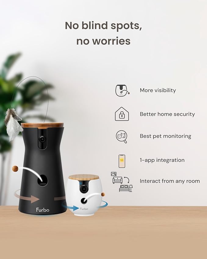 Furbo 360° Cat Camera + Mini 360° Cam (2-Camera Bundle Nanny Subscription): Cat Safety Alerts, Pet Camera with Speaker, Phone App & Night Vision (New Subscription Needed at Setup)
