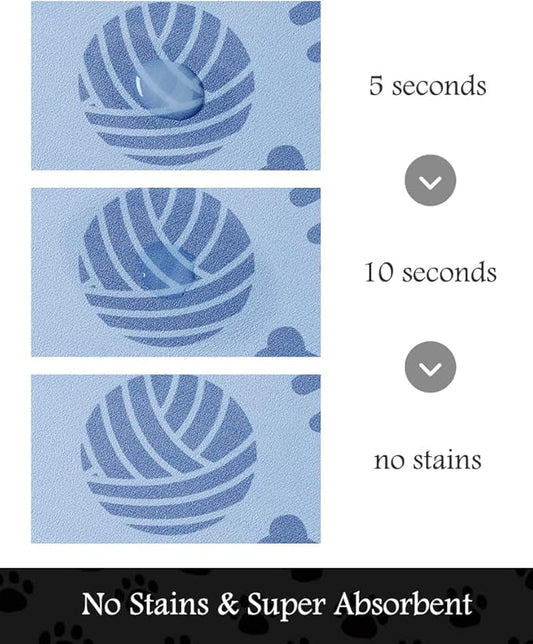 Pet Feeding Mat-Absorbent Dog Mat for Food and Water Bowl-No Stains Quick Dry Water Dispenser Mat-Dog Accessories Pet Supplies-Bowl for Messy Drinkers(Bone,12"x19"