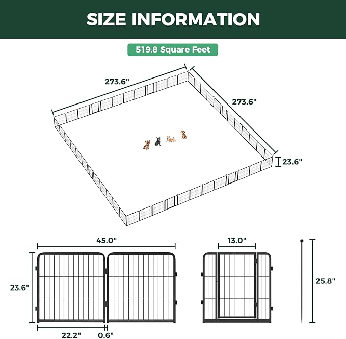FXW Instant Unleashed Dog Playpen, Portable Pet Fence for Outdoor, RV Trips, and Camping, 24inch, 48 Panels for Puppy and Small Dogs│Patented