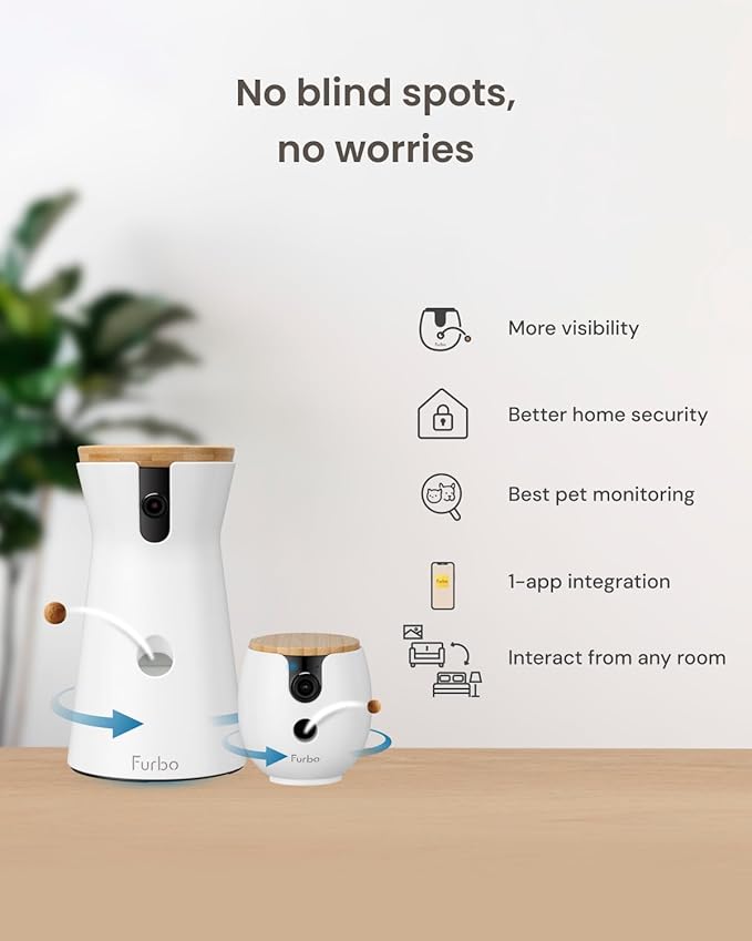 Furbo 360° Dog Camera + Mini 360° Cam (2-Camera Bundle Nanny Pro Subscription): Dog Safety Alerts, Pet Camera with Speaker, Phone App & Night Vision (New Subscription Needed at Setup)