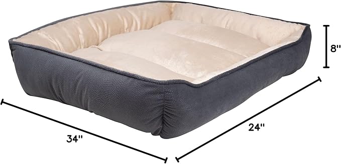 long rich Luxury Embossed Rectangle Micro Mink Dog and Pet Bed, Large, Burn Out Grey by Happycare Textiles, 24"x34"