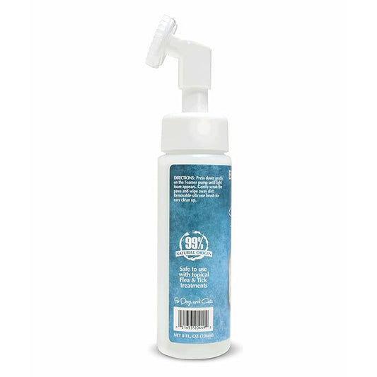 Bio-Groom Paw Wash & Scrubber Brush - No Rinse Dog & Pet Paw Cleaner, Safe for Cats & Dogs, Gently Cleans Dry & Sensitive Feet, Waterless Application, Natural Rich Foam, Made in USA - 8 fl oz, 2 Pack