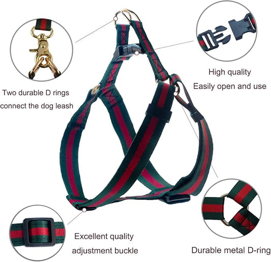 Premium and Stylish Dog Collar Harness and Leash,Soft Comfortable,Chest Adjustable Pet Harness,Luxury Fashion Dog Harness Leashes Set Gift for Puppy Small Dogs