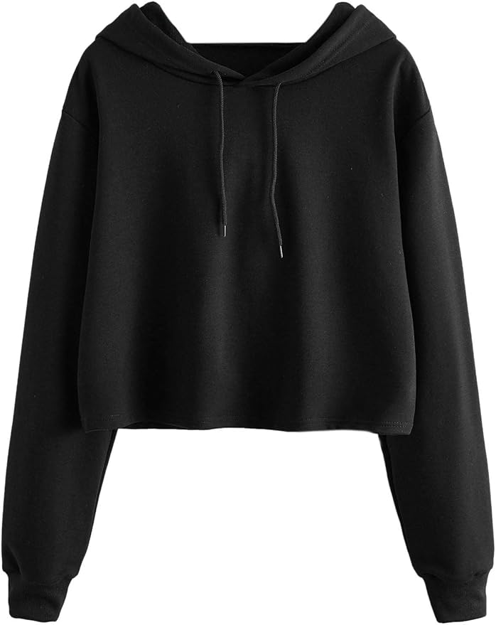 SweatyRocks Women's Long Sleeve Hoodie Crop Top Cat Print Sweatshirt
