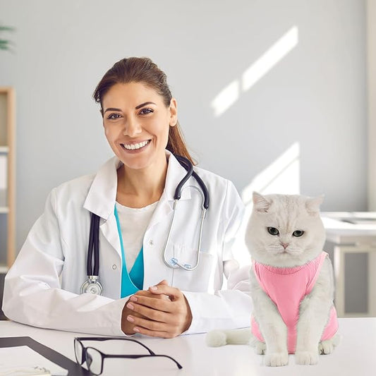 Avont Cat Recovery Suit - Kitten Onesie for Cats After Surgery, Cone of Shame Alternative Surgical Spay Suit for Female Cat, Post-Surgery or Skin Diseases Protection -Pink(L)