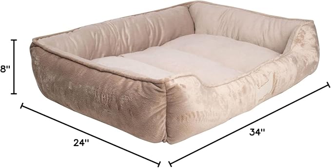 long rich Textiles Classic Solid Rectangle Dog and Pet Bed, Large, Tan/Taupe/Camel by Happycare Textiles, 24"x34"