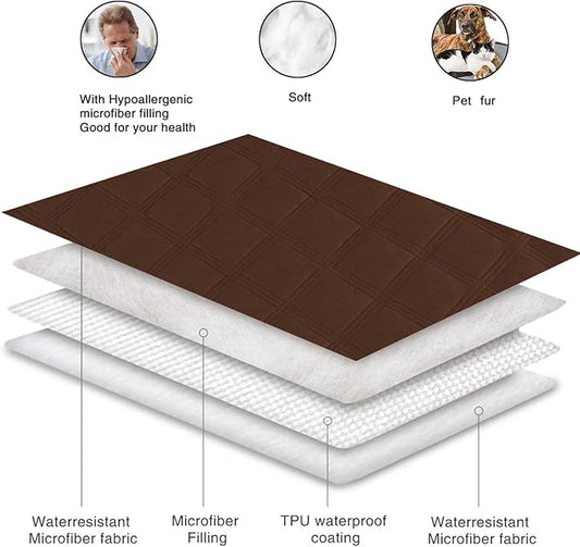 fuguitex Waterproof Dog Blanket Reversible for Small Dogs Resistant Leakproof Washable Couch Cushion Bed Protector Cover for Indoor Furniture Pet Friendly(40"*50",Brown+Chocolate
