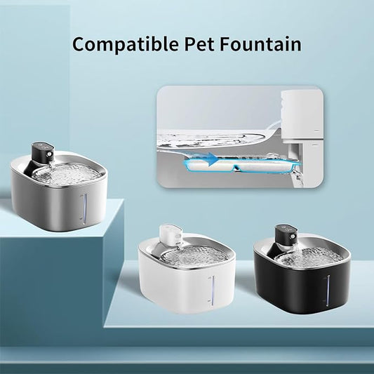 Kactoily 12 Pack Cat Water Fountain Filter & 12 Pump Filter Sponges Replacement, Cat Dog Pet Drinking Fountain for 135 fl oz/4L (YPD-C004P,YPD-C004S)
