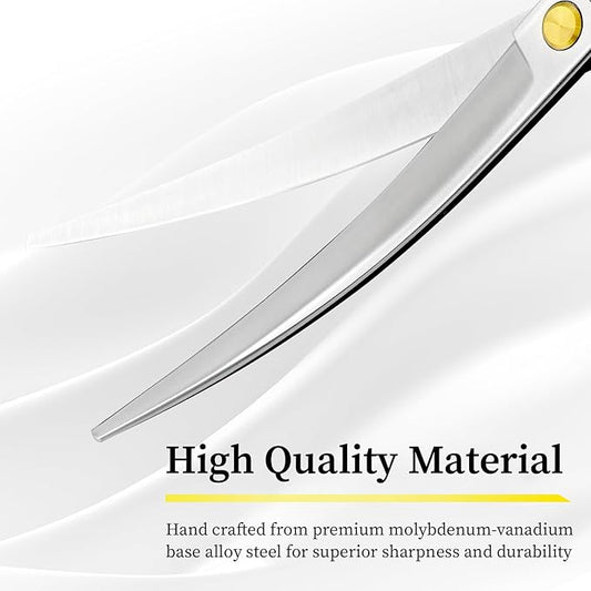 Dog Grooming Scissors, 7.5" Curved Shears, Premium Stainless Steel, Safety Rounded Tip & Ergonomic Symmetrical Handles for Dogs, Cats & Pet Trimming at Home